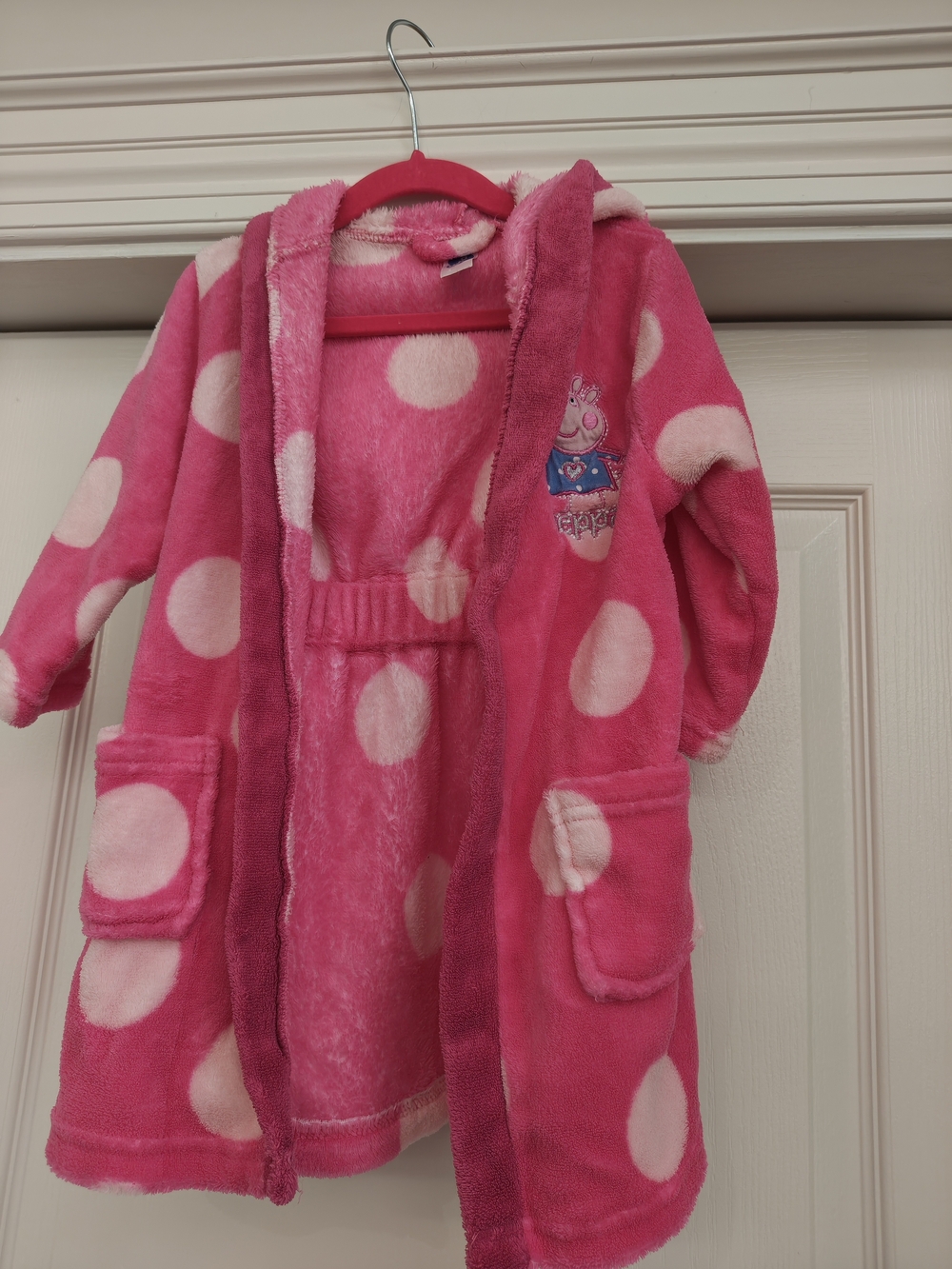 Peppa Pig Hot Pink Polka Dot Plush Hooded Robe